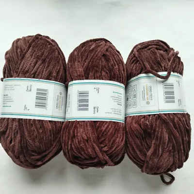 Lot de 3 pelotes de Laine chenille velours 300 g vert menthe 